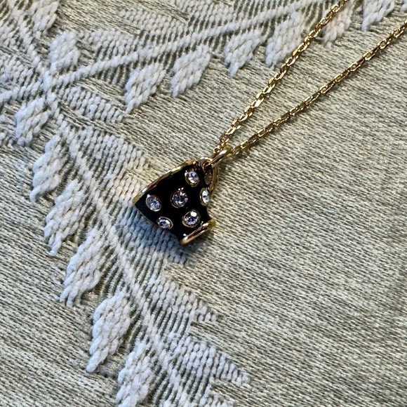 Kate Spade Small Enameled Black Teacup Necklace - Picture 2 of 2